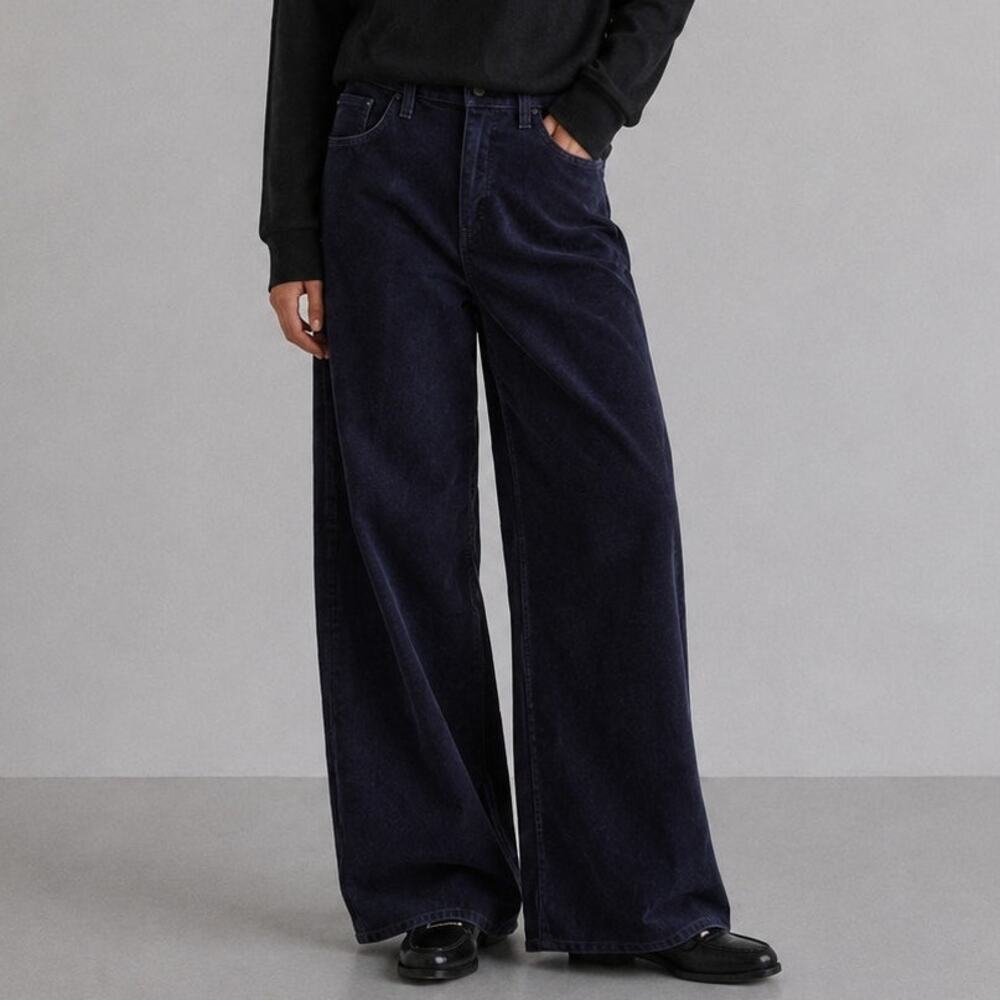 Levi's Ribcage Wide Leg Corduroy Jeans Womens W28 L30 Navy High-rise